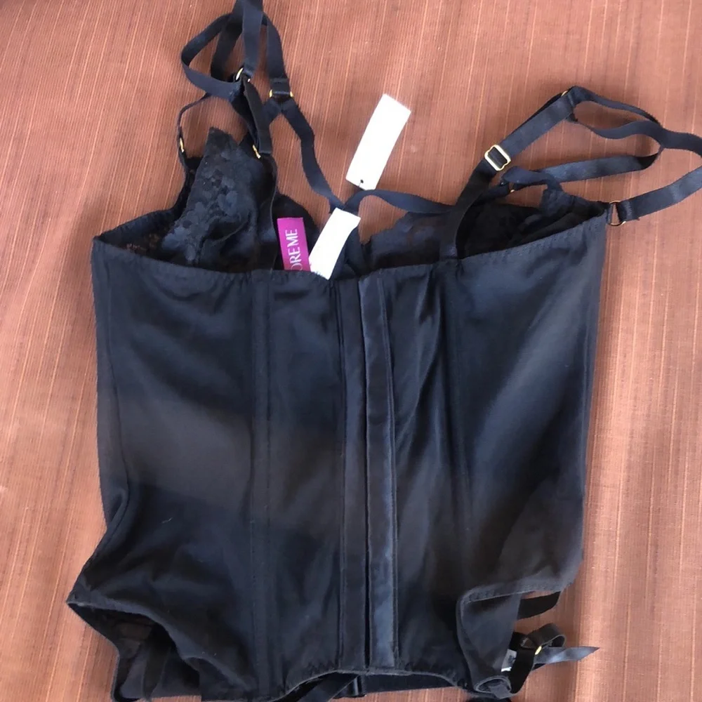 Adore Me sexy black lace corset NWT